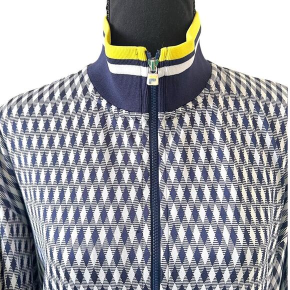 Fila Women's Y2K Argyle Full Zip Jacket Blue White Yellow Size Small - Picture 4 of 12